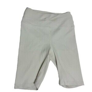 Bandier x Year of Ours Ribbed High Waist Stretch Cream Athletic Shorts Size S